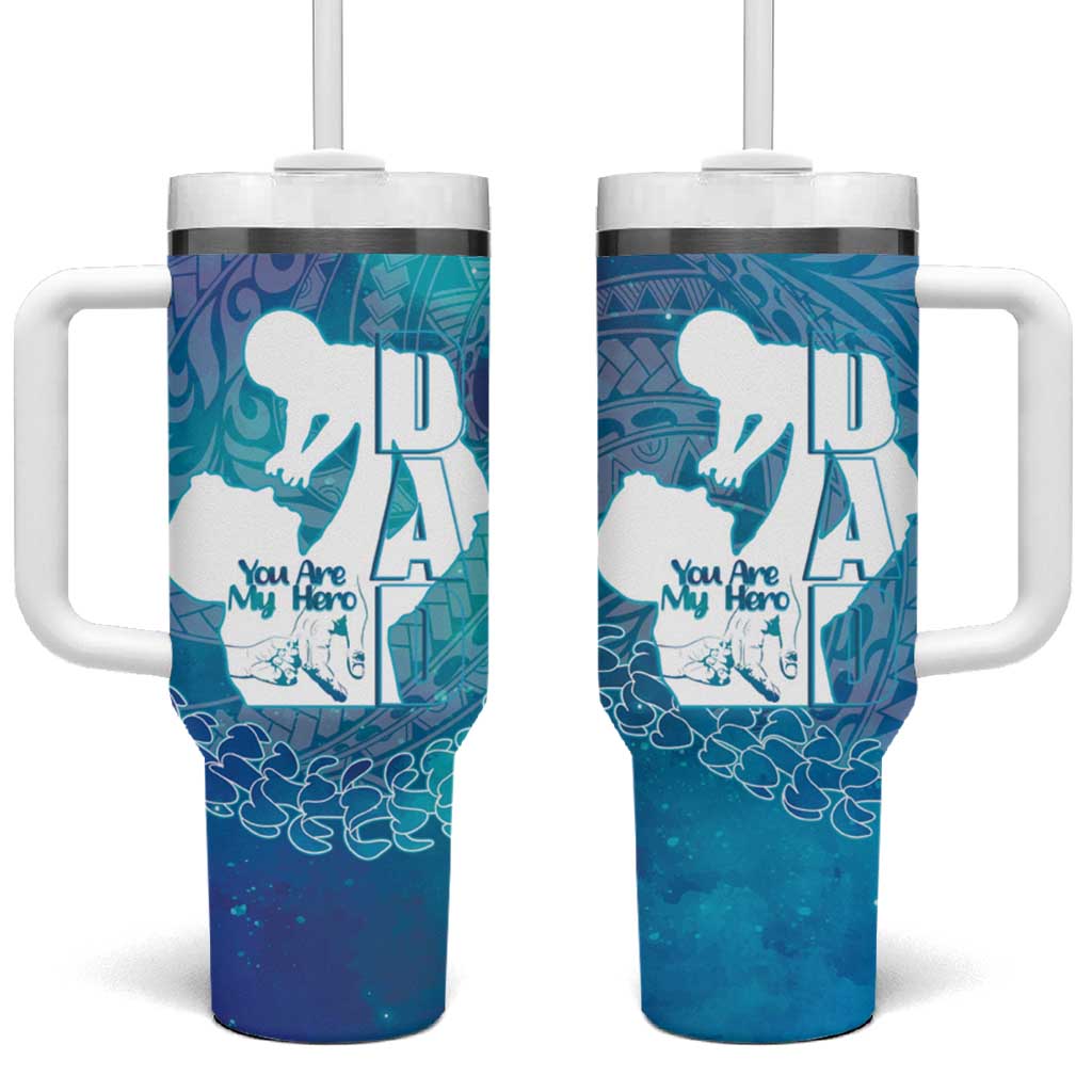 Turquoise Polynesia Father's Day Tumbler With Handle Dad You Are My Hero LT14 One Size: 40 oz Turquoise - Polynesian Pride