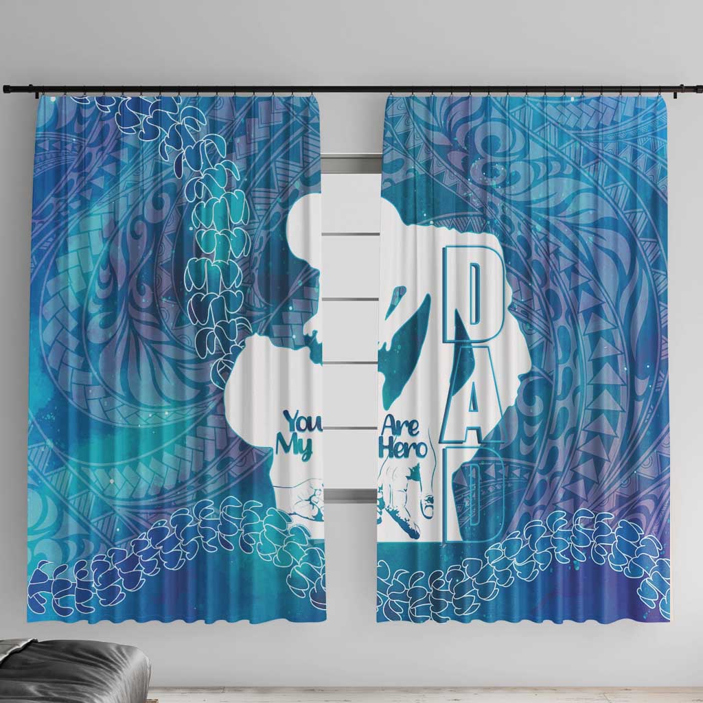 Turquoise Polynesia Father's Day Window Curtain Dad You Are My Hero LT14 With Hooks Turquoise - Polynesian Pride