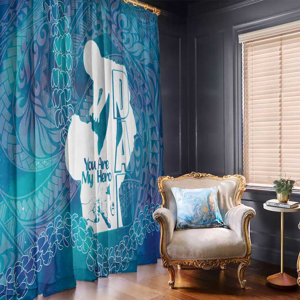 Turquoise Polynesia Father's Day Window Curtain Dad You Are My Hero LT14 - Polynesian Pride