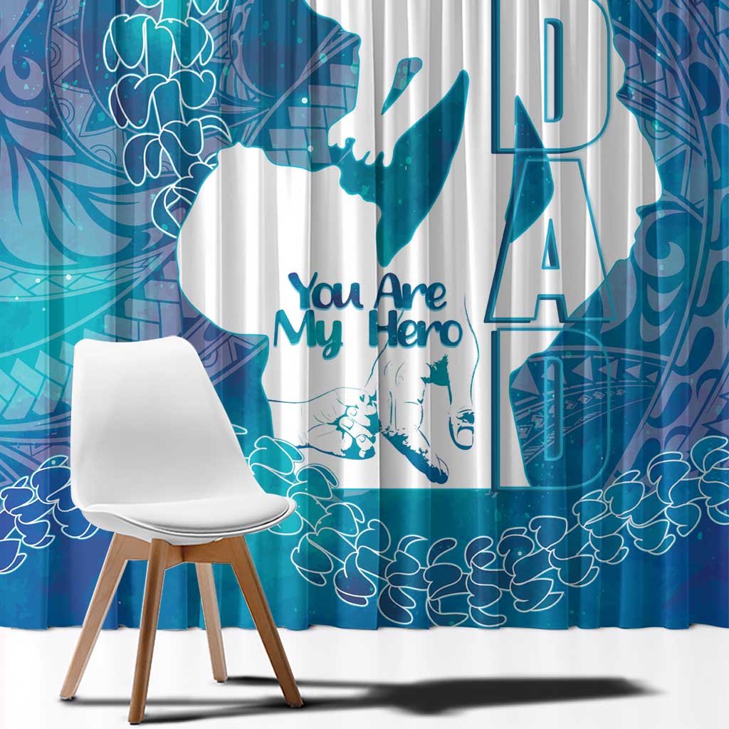 Turquoise Polynesia Father's Day Window Curtain Dad You Are My Hero LT14 - Polynesian Pride