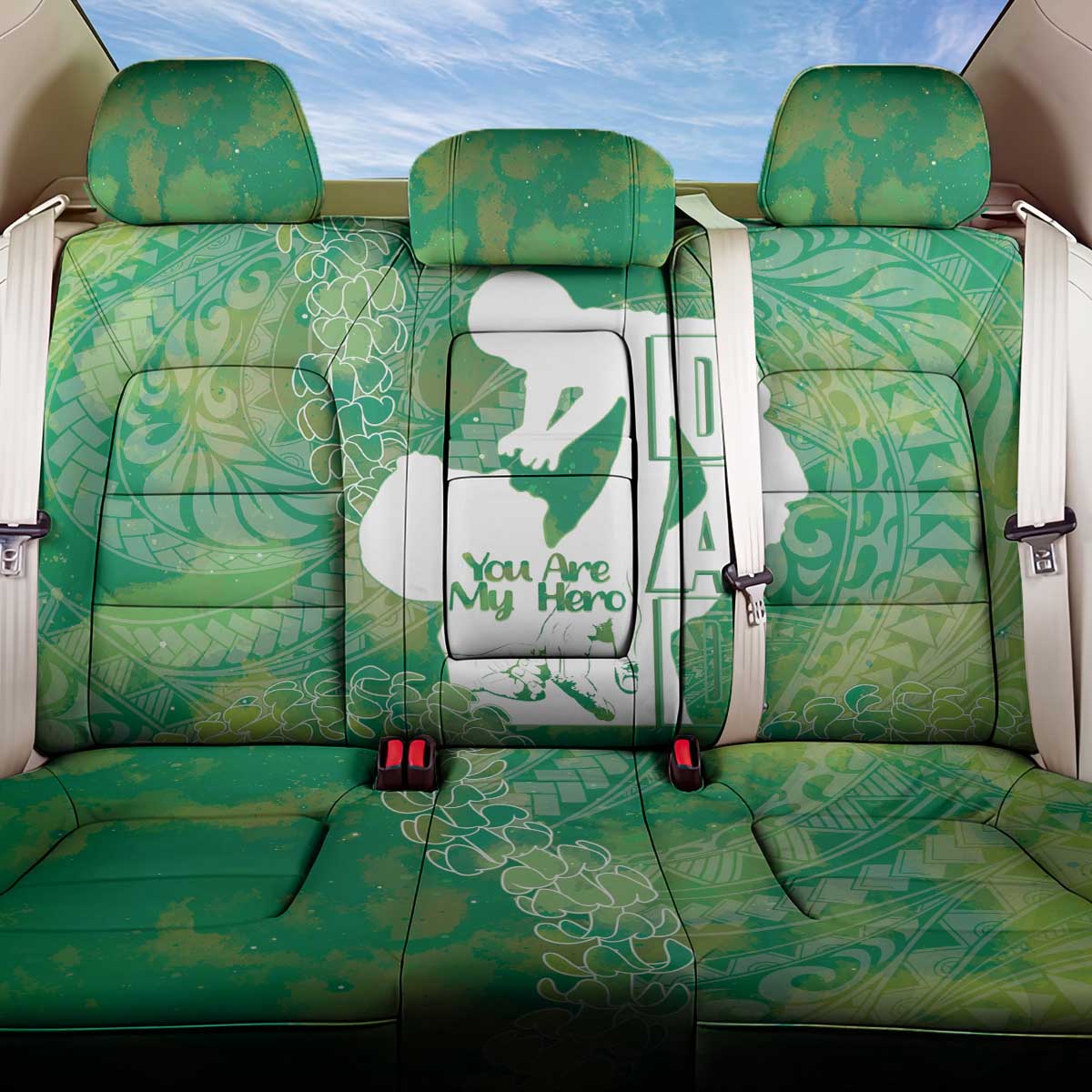 Green Polynesia Father's Day Back Car Seat Cover Dad You Are My Hero LT14 One Size Green - Polynesian Pride