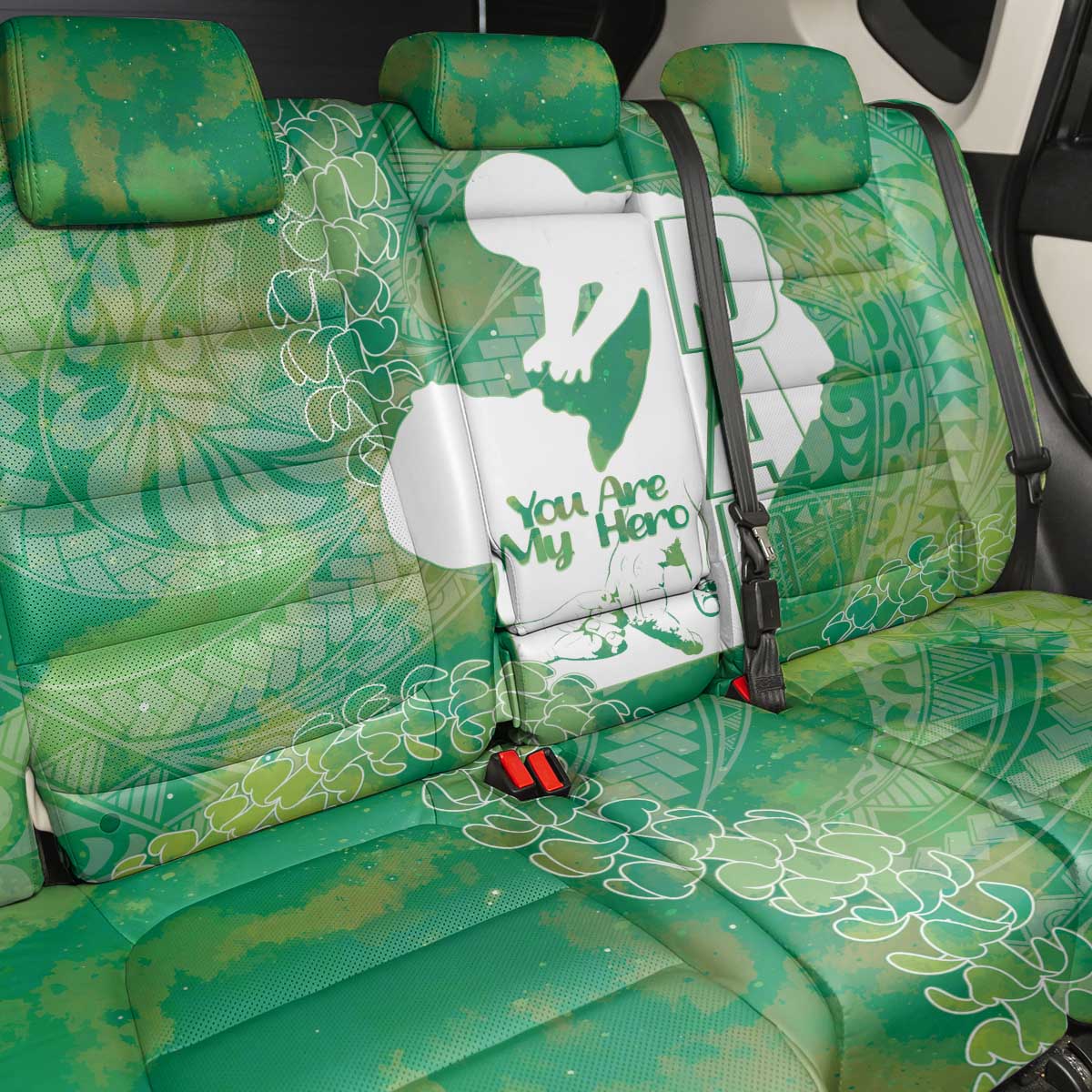 Green Polynesia Father's Day Back Car Seat Cover Dad You Are My Hero LT14 - Polynesian Pride