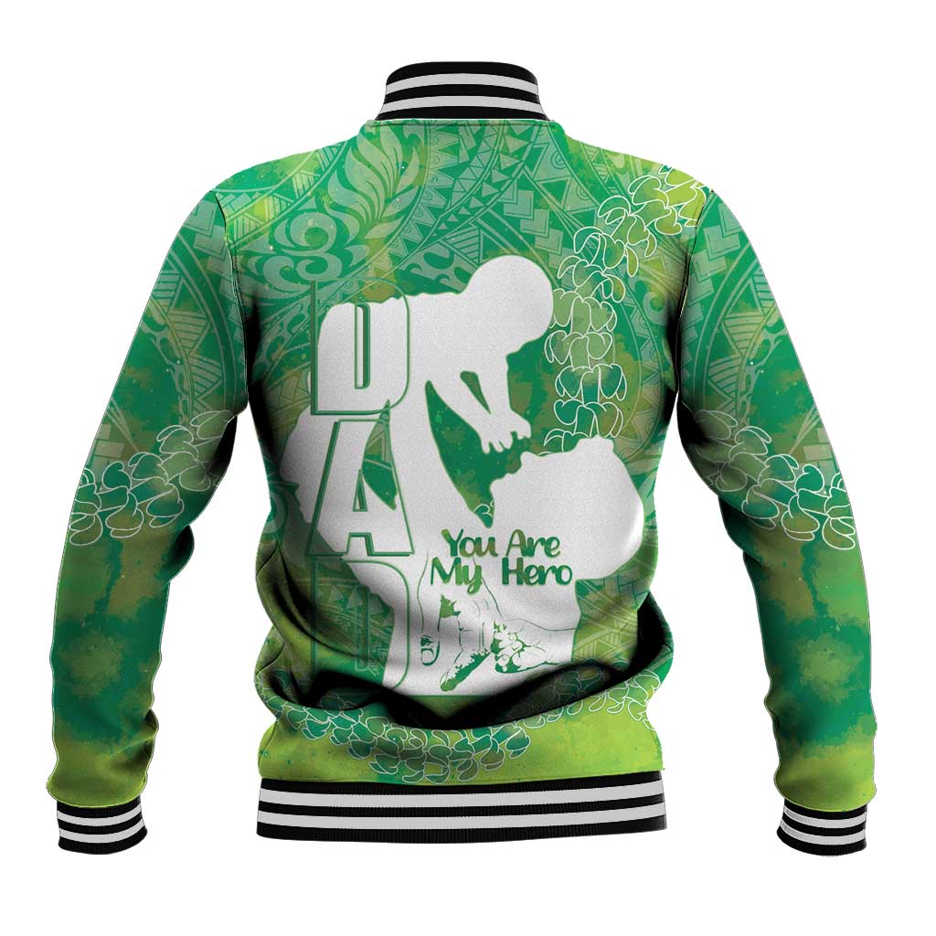Green Polynesia Father's Day Baseball Jacket Dad You Are My Hero LT14 - Polynesian Pride