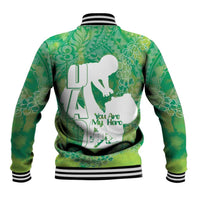 Green Polynesia Father's Day Baseball Jacket Dad You Are My Hero LT14 - Polynesian Pride