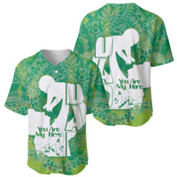 Green Polynesia Father's Day Baseball Jersey Dad You Are My Hero LT14 - Polynesian Pride