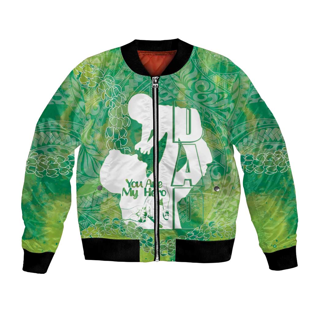 Green Polynesia Father's Day Bomber Jacket Dad You Are My Hero LT14 Unisex Green - Polynesian Pride