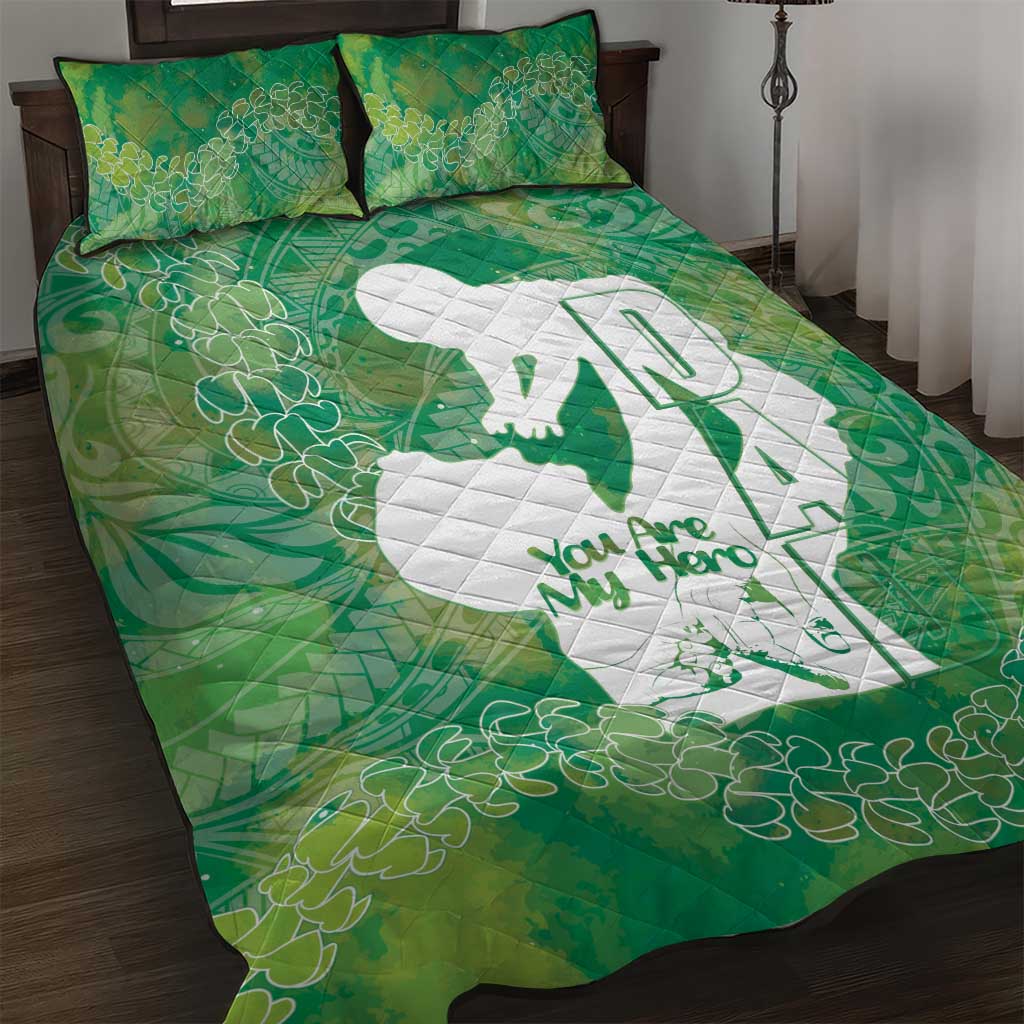 Green Polynesia Father's Day Quilt Bed Set Dad You Are My Hero LT14 Green - Polynesian Pride
