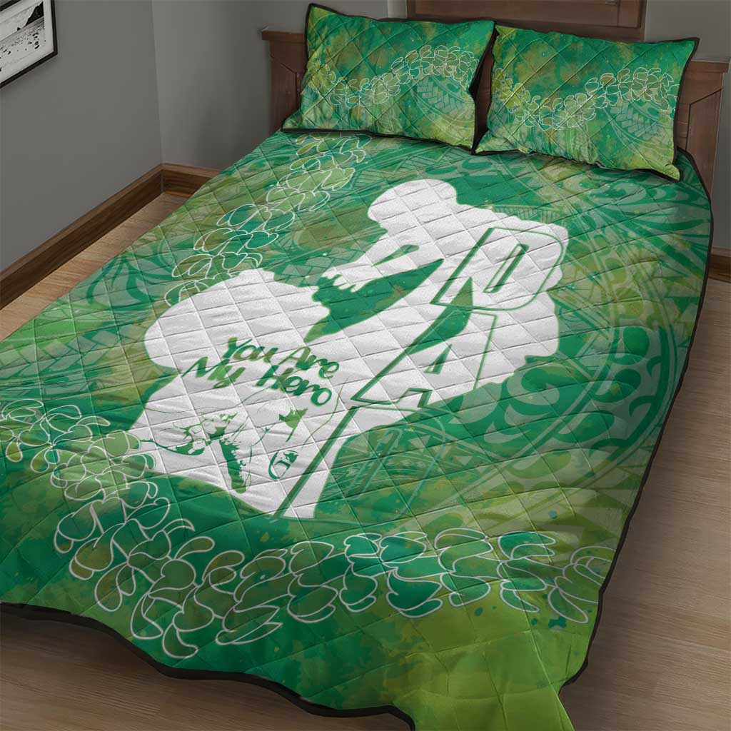 Green Polynesia Father's Day Quilt Bed Set Dad You Are My Hero LT14 - Polynesian Pride