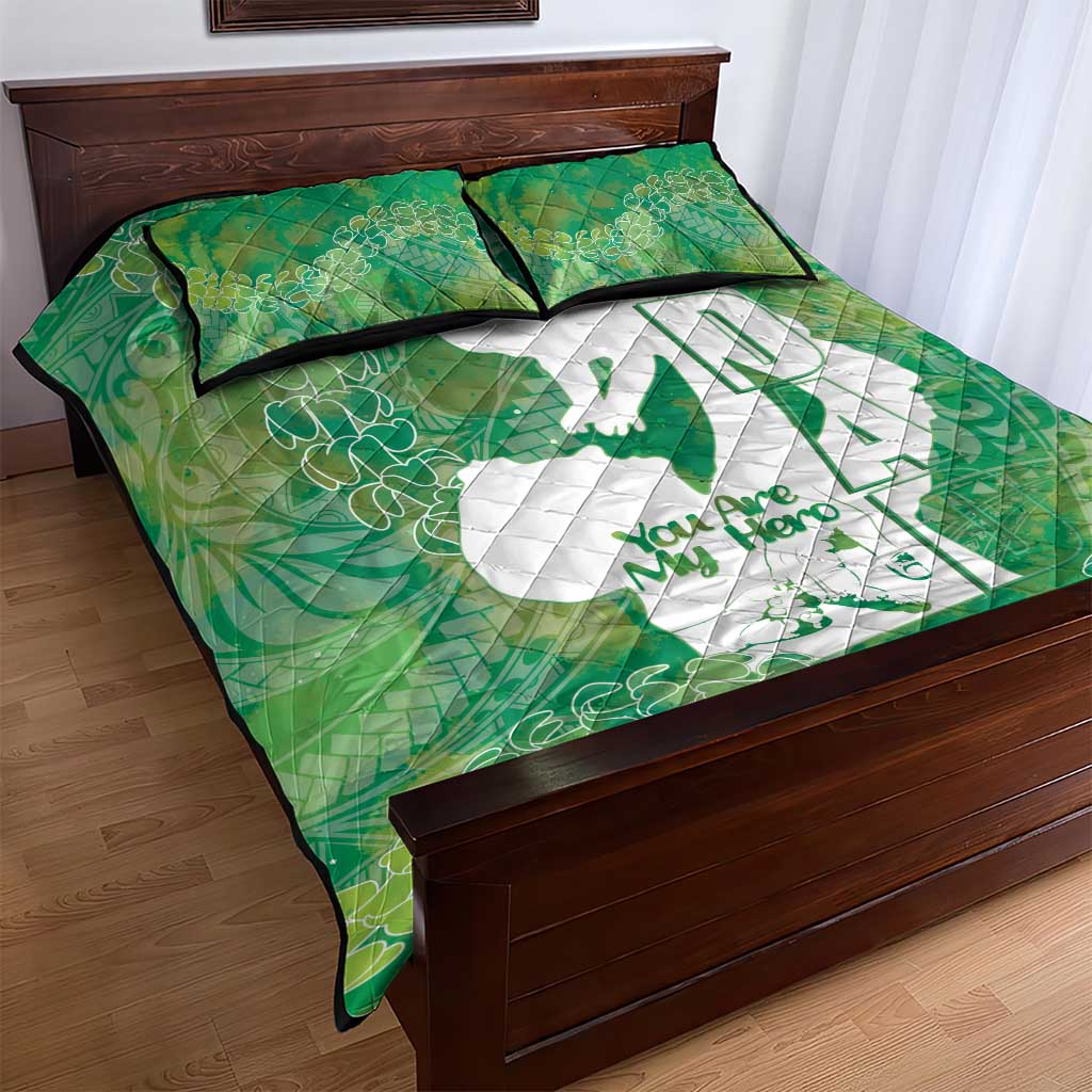 Green Polynesia Father's Day Quilt Bed Set Dad You Are My Hero LT14 - Polynesian Pride