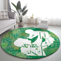 Green Polynesia Father's Day Round Carpet Dad You Are My Hero LT14 - Polynesian Pride