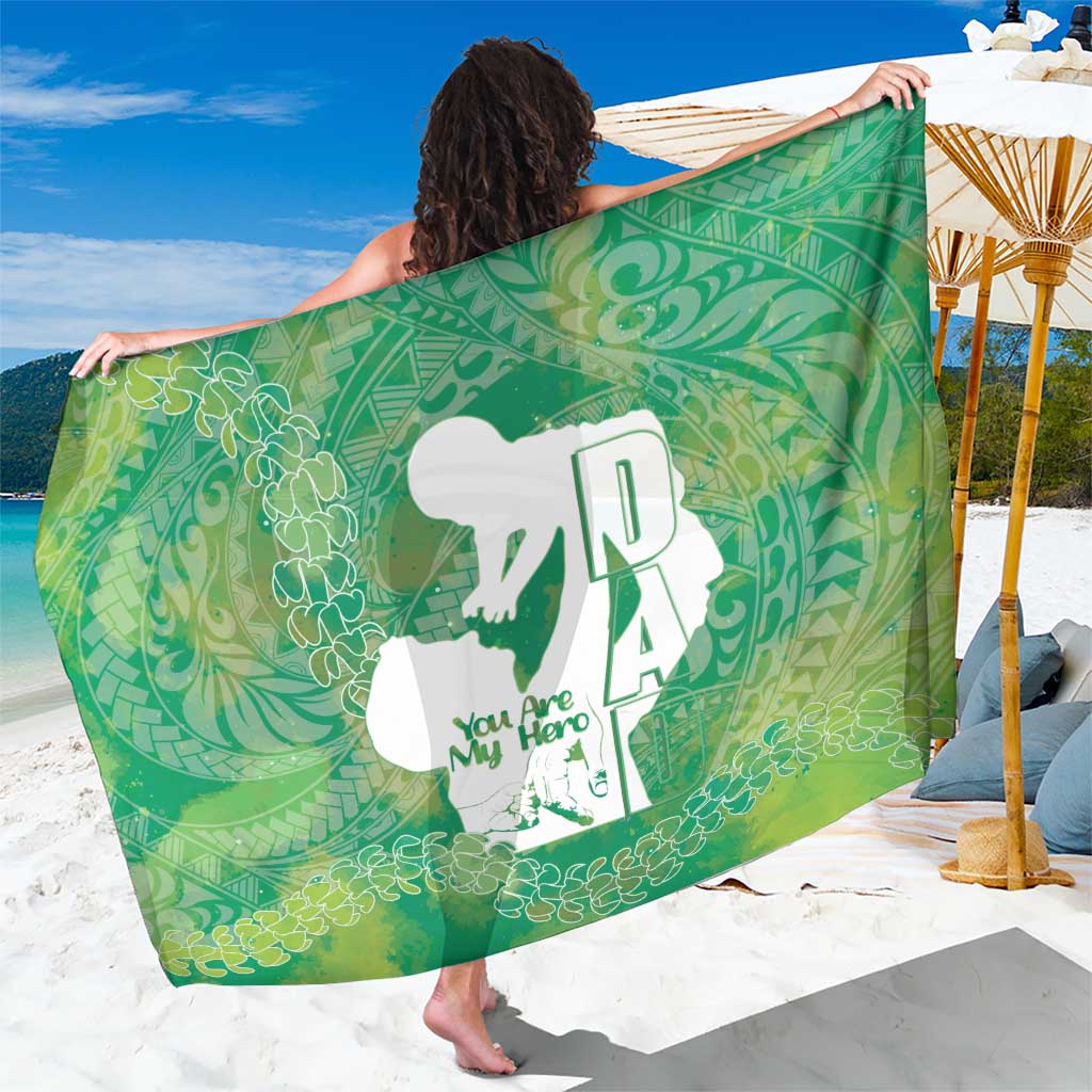 Green Polynesia Father's Day Sarong Dad You Are My Hero LT14 One Size 44 x 66 inches Green - Polynesian Pride