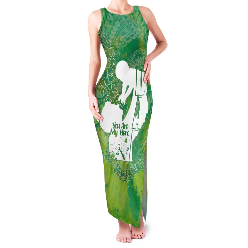 Green Polynesia Father's Day Tank Maxi Dress Dad You Are My Hero LT14 Women Green - Polynesian Pride