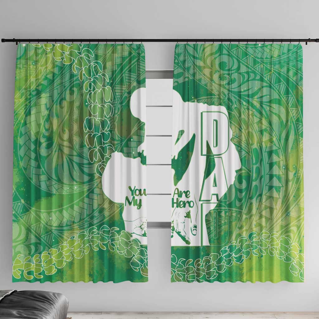 Green Polynesia Father's Day Window Curtain Dad You Are My Hero LT14 With Hooks Green - Polynesian Pride