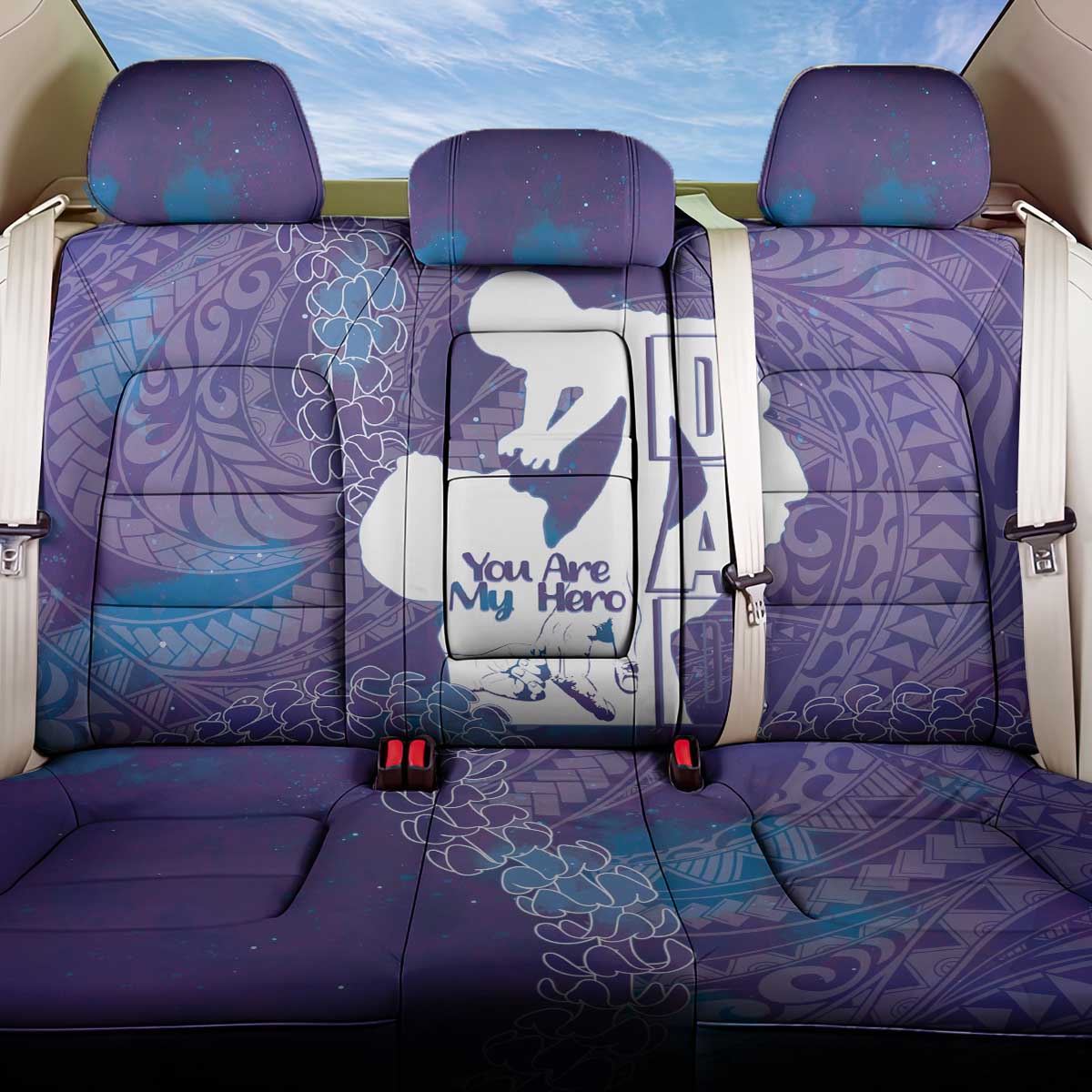 Purple Polynesia Father's Day Back Car Seat Cover Dad You Are My Hero LT14 One Size Purple - Polynesian Pride