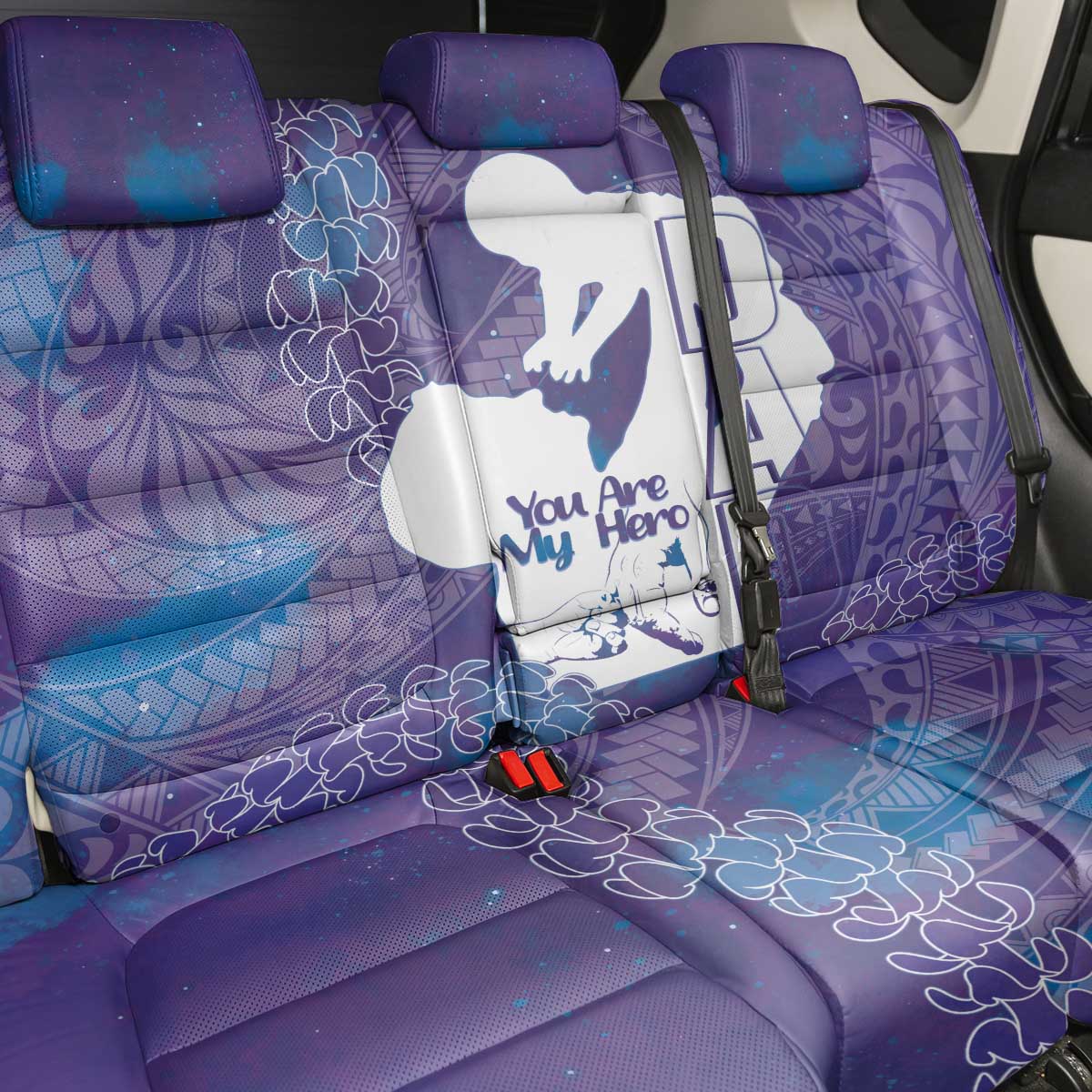 Purple Polynesia Father's Day Back Car Seat Cover Dad You Are My Hero LT14 - Polynesian Pride
