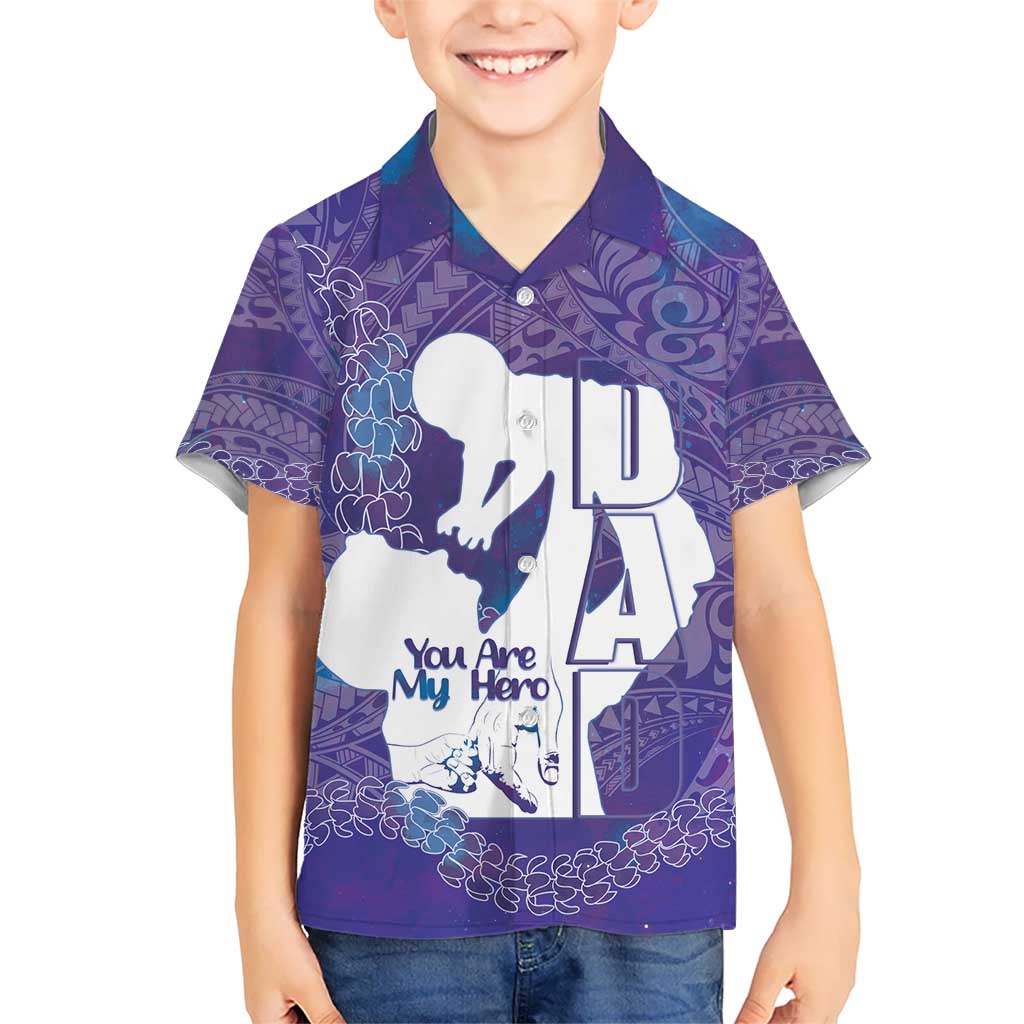 Purple Polynesia Father's Day Kid Hawaiian Shirt Dad You Are My Hero LT14 Kid Purple - Polynesian Pride