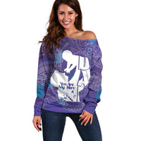Purple Polynesia Father's Day Off Shoulder Sweater Dad You Are My Hero LT14 Women Purple - Polynesian Pride