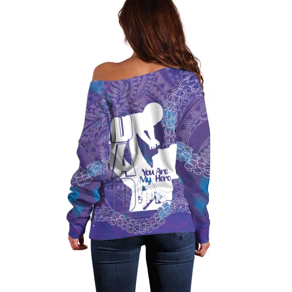 Purple Polynesia Father's Day Off Shoulder Sweater Dad You Are My Hero LT14 - Polynesian Pride