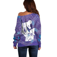 Purple Polynesia Father's Day Off Shoulder Sweater Dad You Are My Hero LT14 - Polynesian Pride