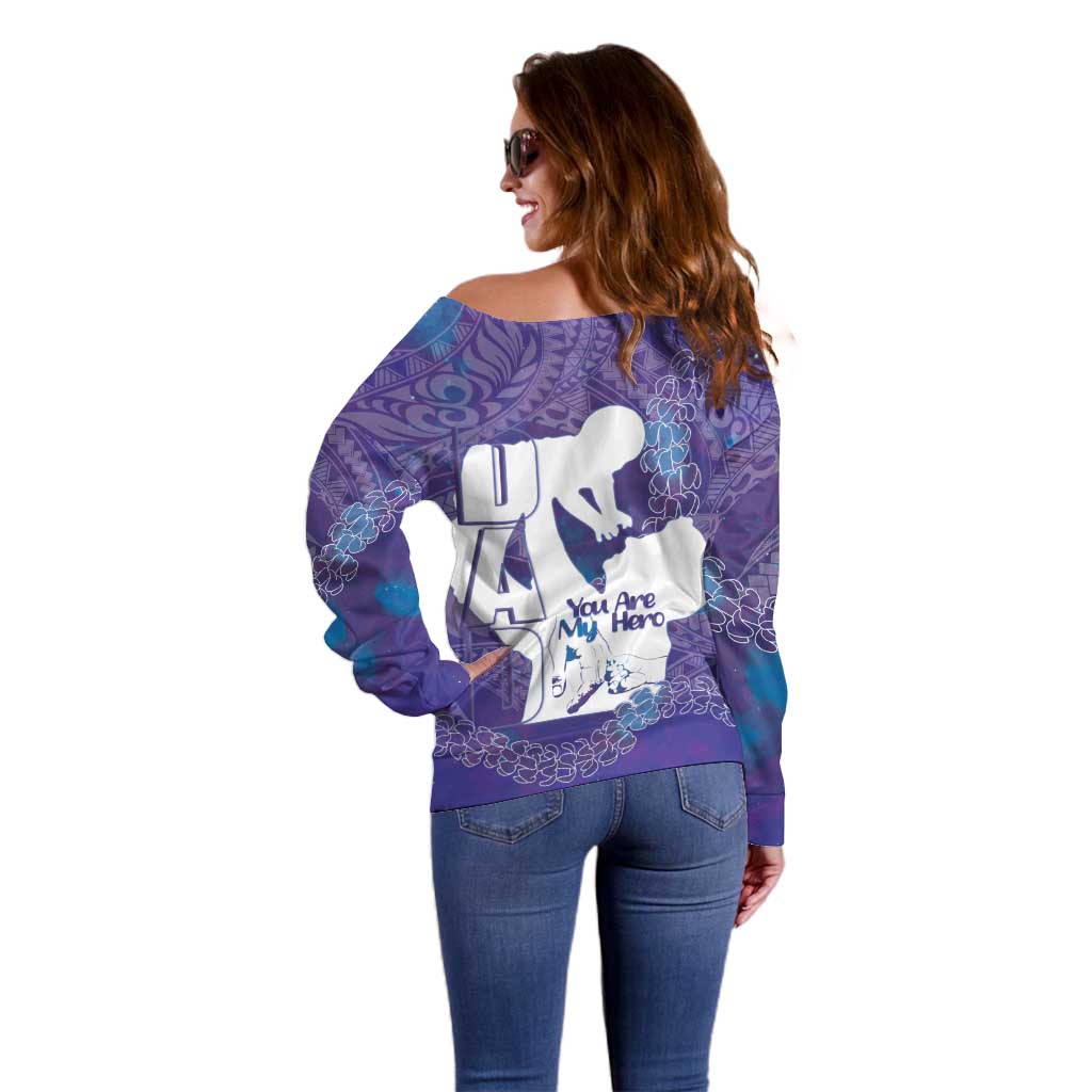 Purple Polynesia Father's Day Off Shoulder Sweater Dad You Are My Hero LT14 - Polynesian Pride
