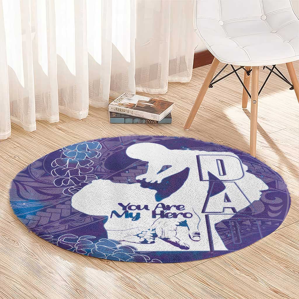 Purple Polynesia Father's Day Round Carpet Dad You Are My Hero LT14 - Polynesian Pride