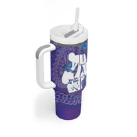 Purple Polynesia Father's Day Tumbler With Handle Dad You Are My Hero LT14 - Polynesian Pride