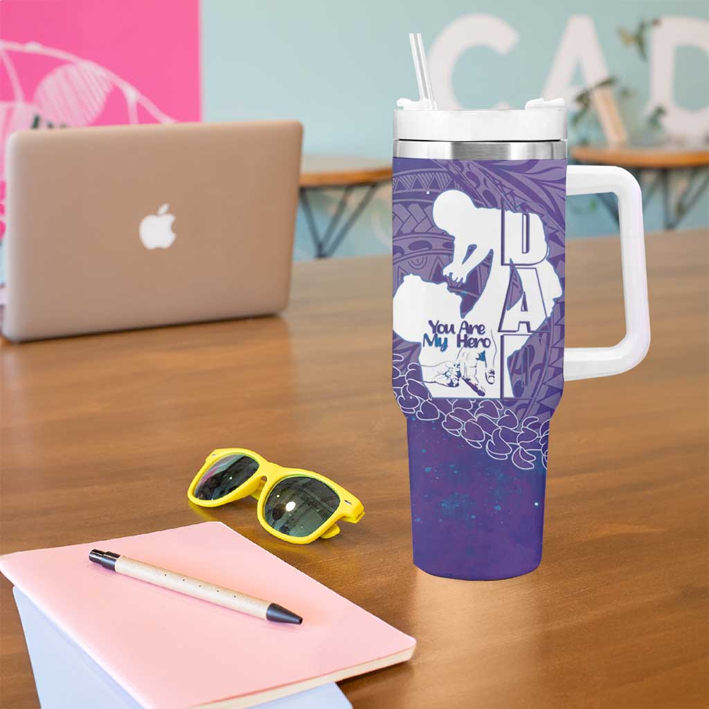 Purple Polynesia Father's Day Tumbler With Handle Dad You Are My Hero LT14 - Polynesian Pride