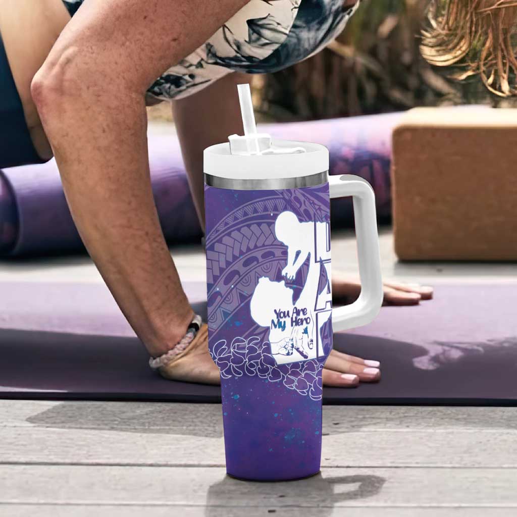 Purple Polynesia Father's Day Tumbler With Handle Dad You Are My Hero LT14 - Polynesian Pride