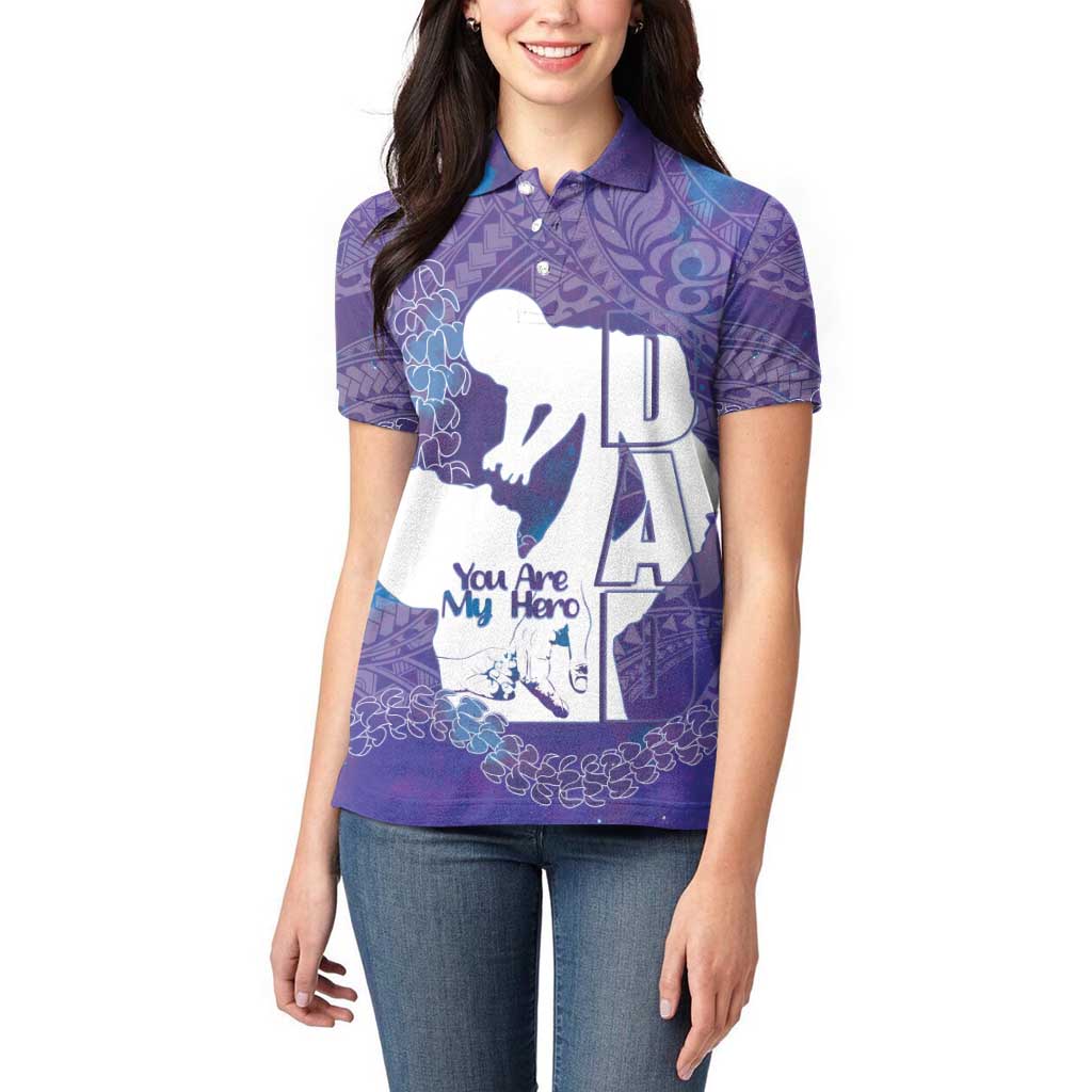 Purple Polynesia Father's Day Women Polo Shirt Dad You Are My Hero LT14 - Polynesian Pride