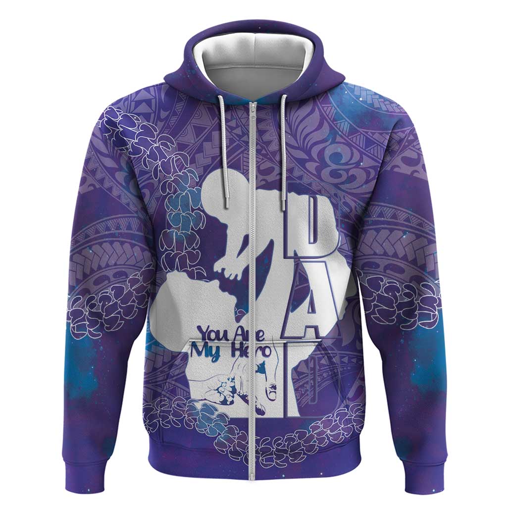 Purple Polynesia Father's Day Zip Hoodie Dad You Are My Hero LT14 Zip Hoodie Purple - Polynesian Pride