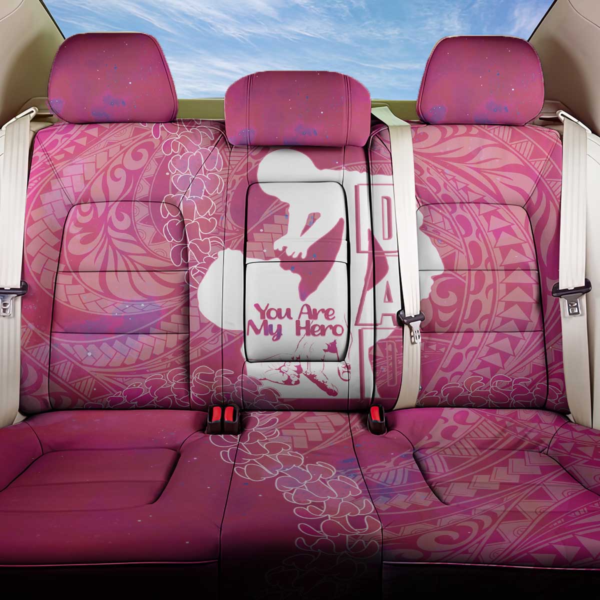 Pink Polynesia Father's Day Back Car Seat Cover Dad You Are My Hero LT14 One Size Pink - Polynesian Pride