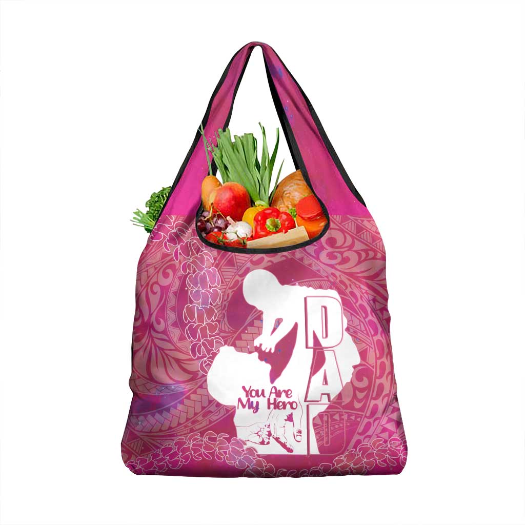Pink Polynesia Father's Day Grocery Bag Dad You Are My Hero LT14 1-pack One Size Pink - Polynesian Pride