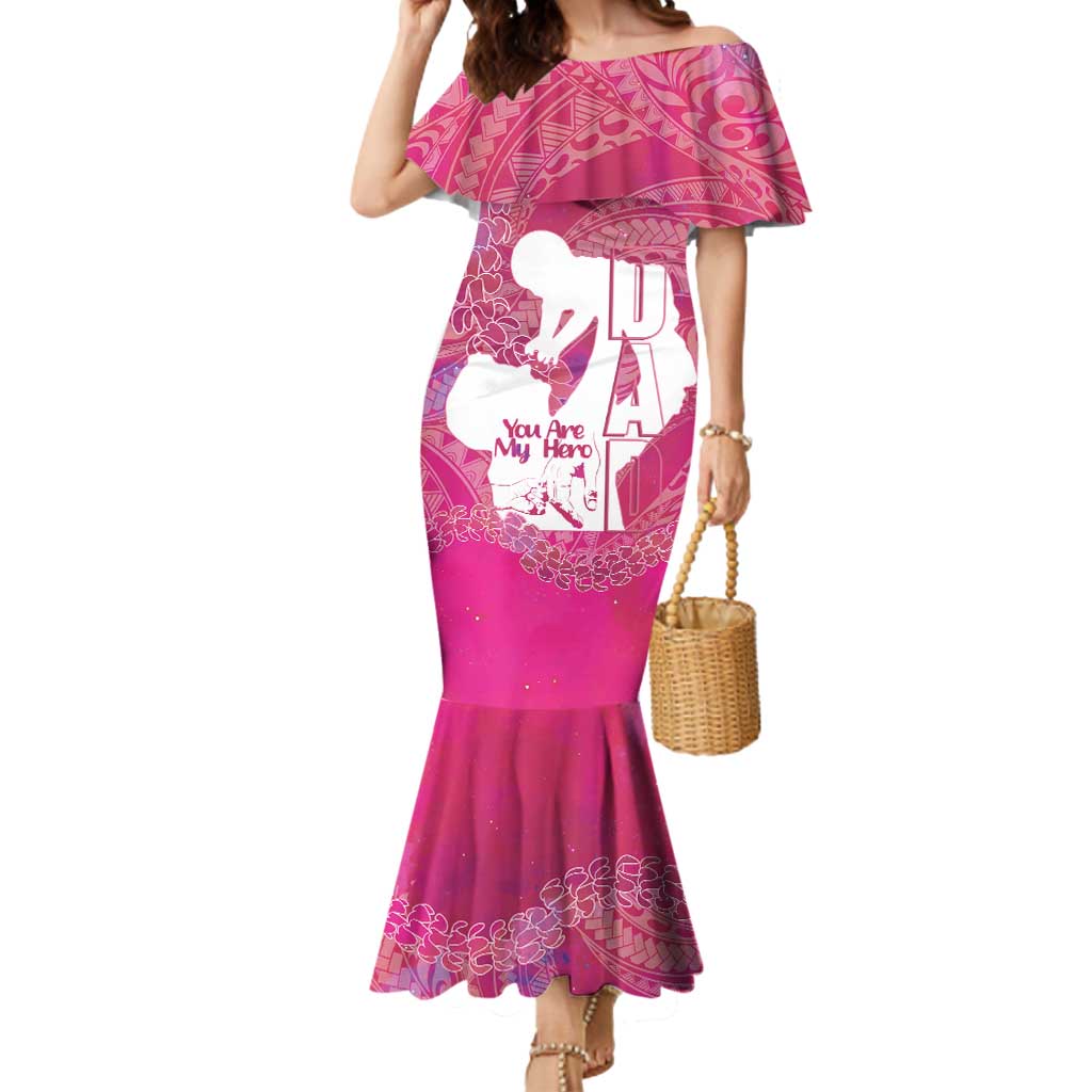 Pink Polynesia Father's Day Mermaid Dress Dad You Are My Hero LT14 Women Pink - Polynesian Pride