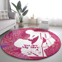 Pink Polynesia Father's Day Round Carpet Dad You Are My Hero LT14 - Polynesian Pride