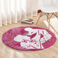 Pink Polynesia Father's Day Round Carpet Dad You Are My Hero LT14 - Polynesian Pride