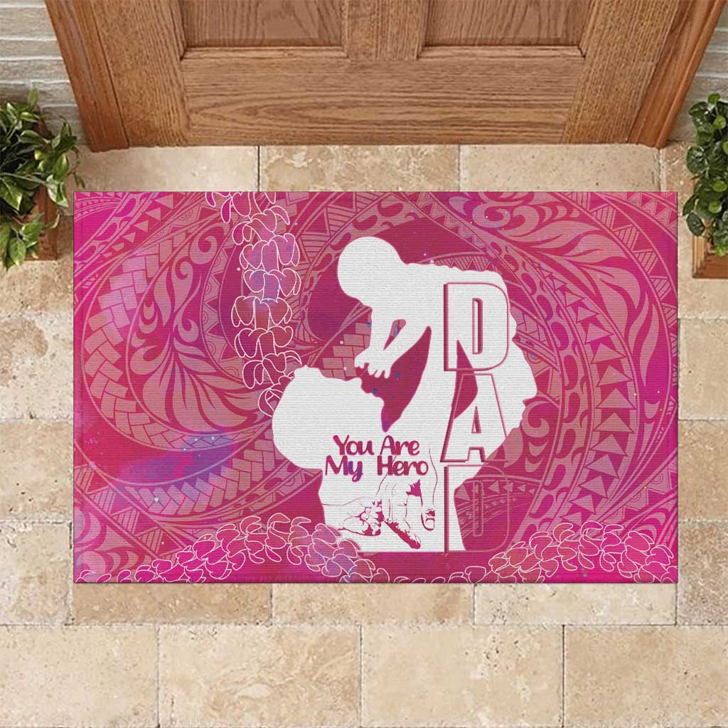 Pink Polynesia Father's Day Rubber Doormat Dad You Are My Hero LT14 Pink - Polynesian Pride