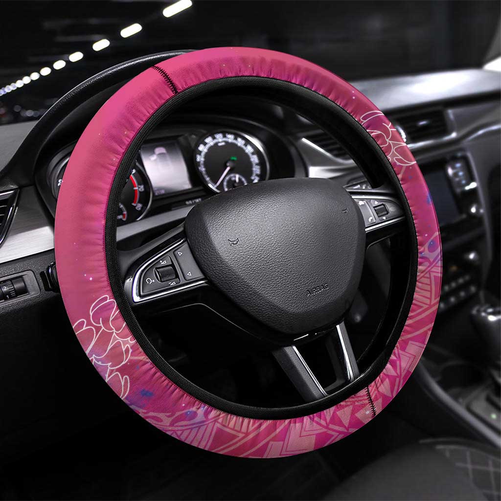 Pink Polynesia Father's Day Steering Wheel Cover Dad You Are My Hero LT14 Universal Fit Pink - Polynesian Pride
