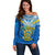 Tuvalu Independence Day Off Shoulder Sweater Tuvaluan Proud 45th Anniversary Polynesian Pattern LT14 Women Blue - Polynesian Pride