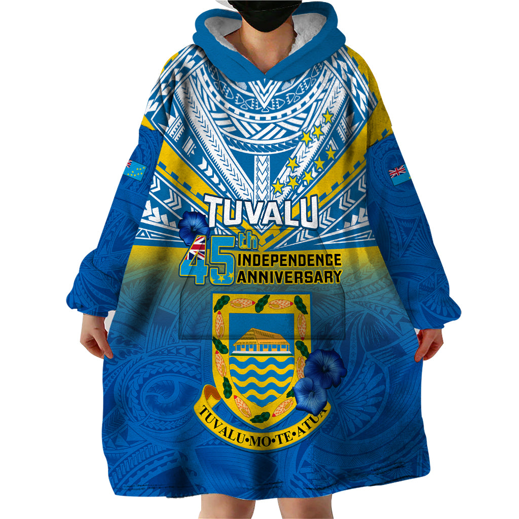 Personalised Tuvalu Independence Day Wearable Blanket Hoodie Tuvaluan Proud 45th Anniversary Polynesian Pattern LT14 - Polynesian Pride