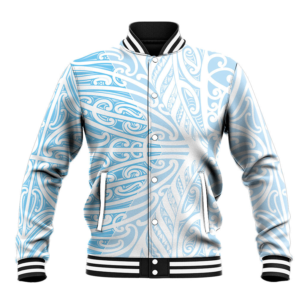 Blue New Zealand Puhoro Maori Tattoo Baseball Jacket LT14 Unisex Blue - Polynesian Pride