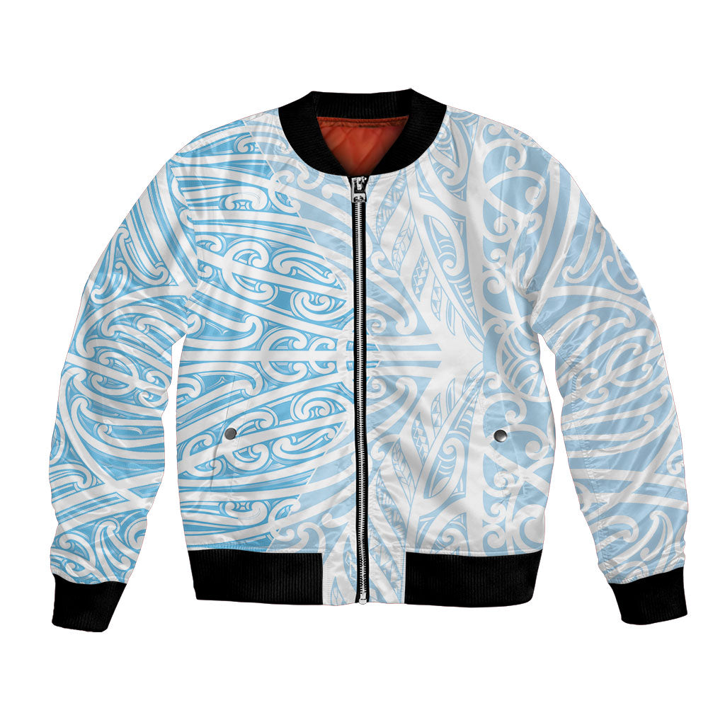Blue New Zealand Puhoro Maori Tattoo Bomber Jacket LT14 Unisex Blue - Polynesian Pride