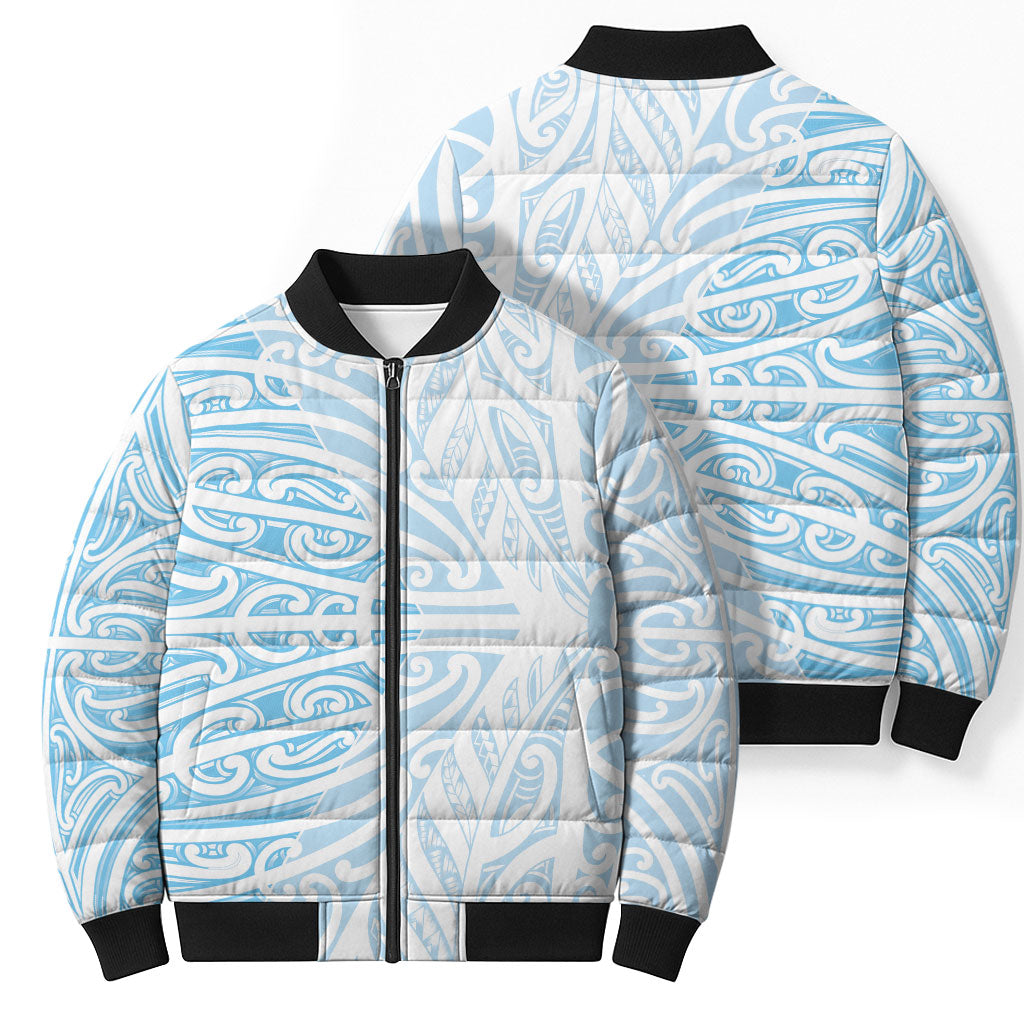 Blue New Zealand Puhoro Maori Tattoo Bomber Puffer Jacket LT14 - Polynesian Pride