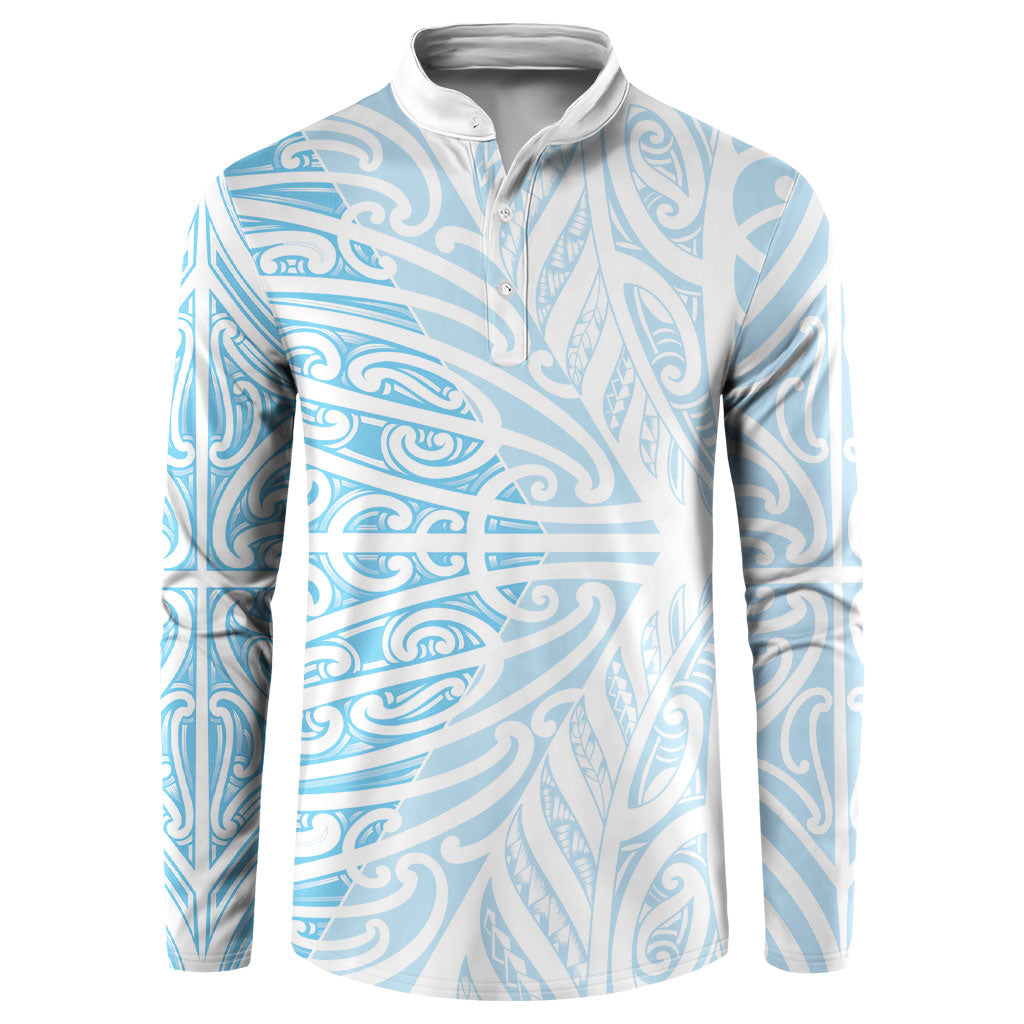 Blue New Zealand Puhoro Maori Tattoo Button Sweatshirt LT14 Blue - Polynesian Pride
