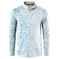 Blue New Zealand Puhoro Maori Tattoo Button Sweatshirt LT14 Blue - Polynesian Pride