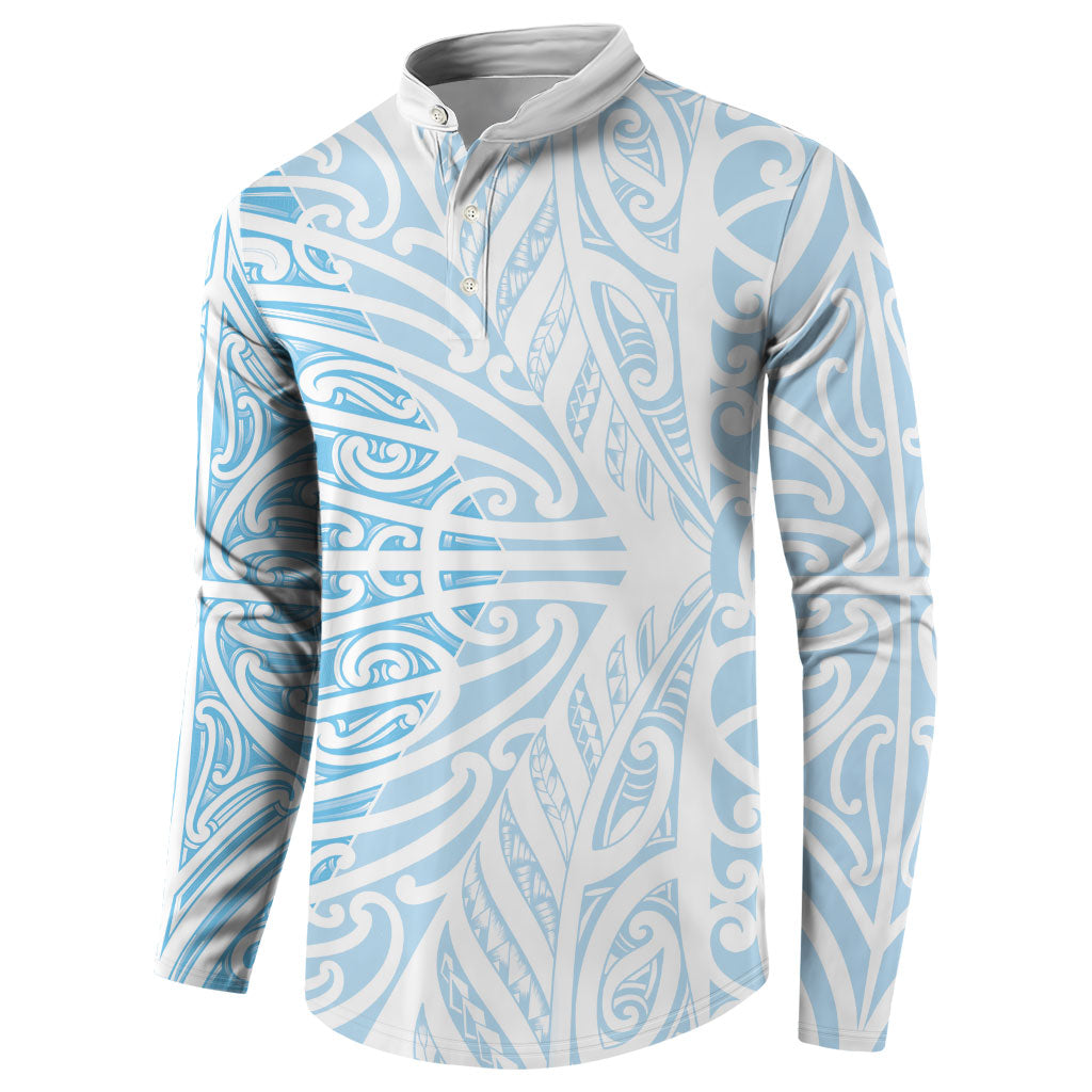 Blue New Zealand Puhoro Maori Tattoo Button Sweatshirt LT14 - Polynesian Pride