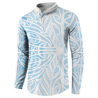 Blue New Zealand Puhoro Maori Tattoo Button Sweatshirt LT14 - Polynesian Pride