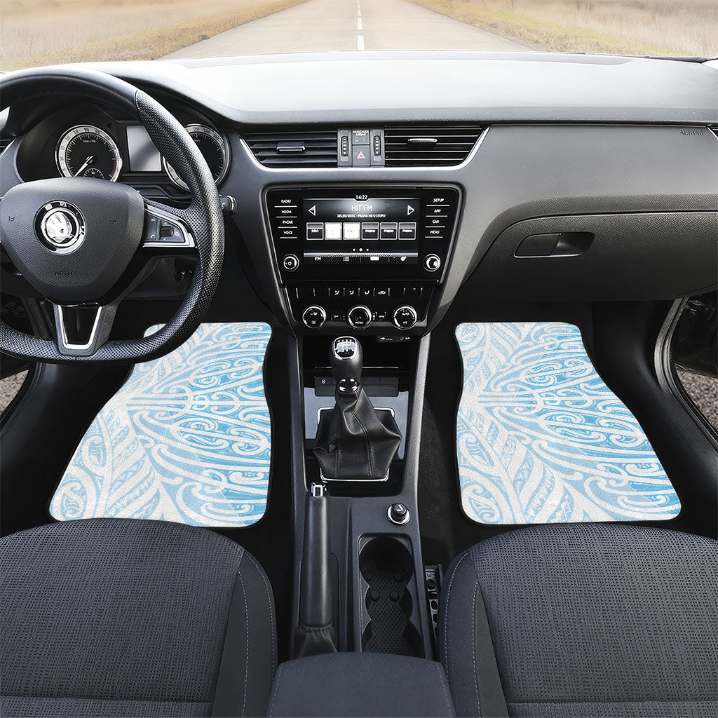 Blue New Zealand Puhoro Maori Tattoo Car Mats LT14 Set 2pcs - Front Blue - Polynesian Pride
