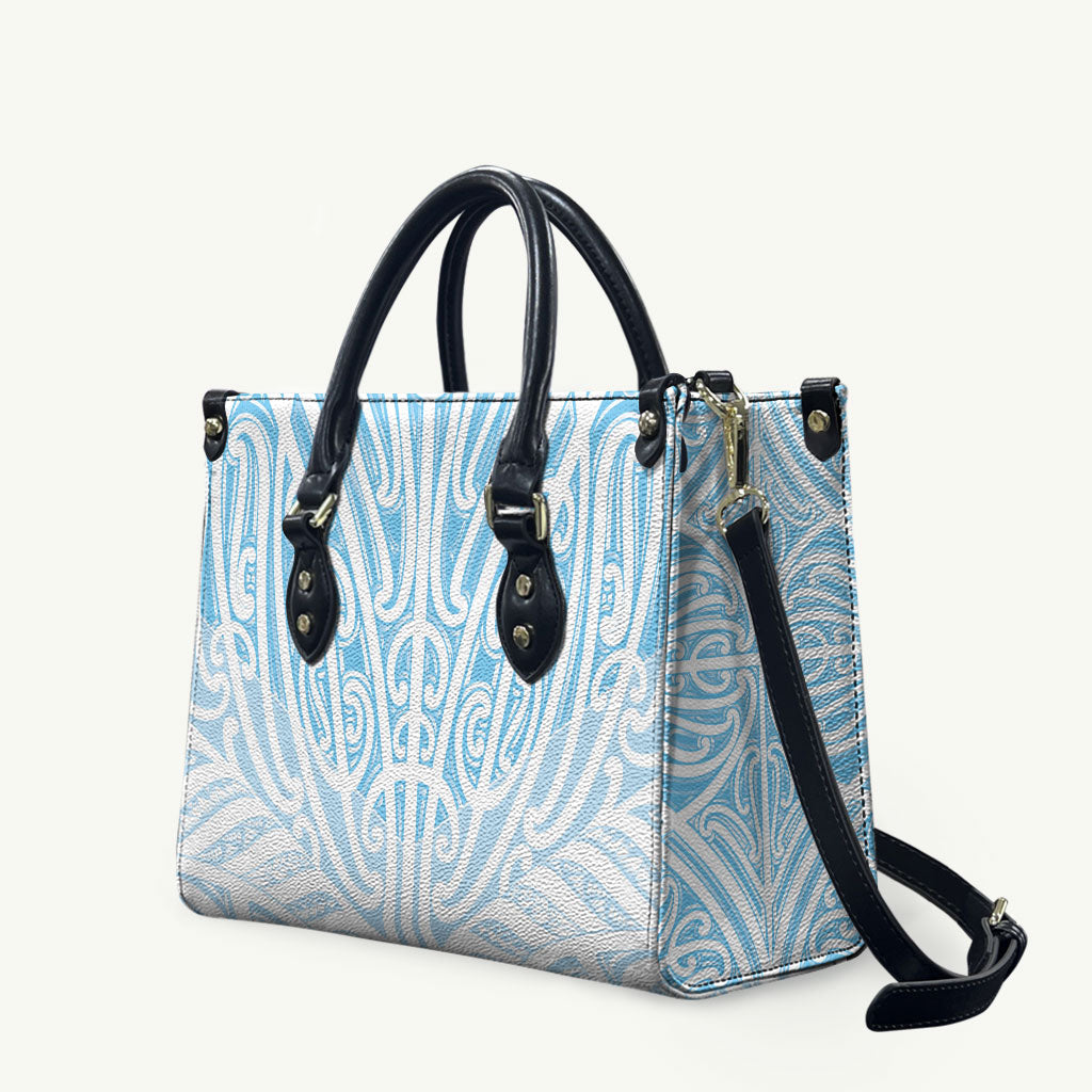 Blue New Zealand Puhoro Maori Tattoo Leather Bag LT14 Blue - Polynesian Pride