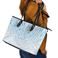 Blue New Zealand Puhoro Maori Tattoo Leather Tote Bag LT14 - Polynesian Pride