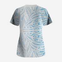 Blue New Zealand Puhoro Maori Tattoo Scrub Top LT14 - Polynesian Pride